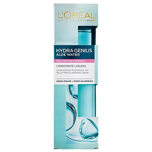 L'Oréal Paris hydra. Genius crema viso idratante liquido giorno, pelli secche e sensibili, 70 ml