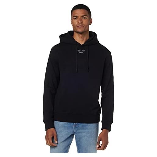 Calvin Klein Jeans stacked logo hoodie j30j320604 felpe con cappuccio, nero (ck black), xxl uomo