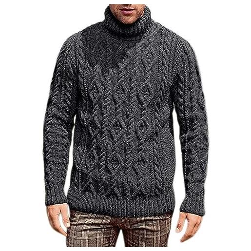 LCpddajlspig maglione uomo collo alto cashmere maglione pesante maglia dolcevita pesante maglia lupetto maglione girocollo lana cotone maglione slim fit maglia collo alto