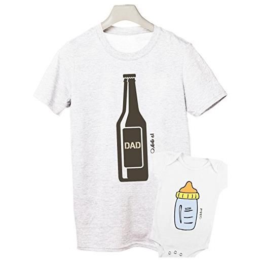 T-shirteria coppia body neonato e maglietta festa papà latte birra t-shirt padre bimbo piccolo