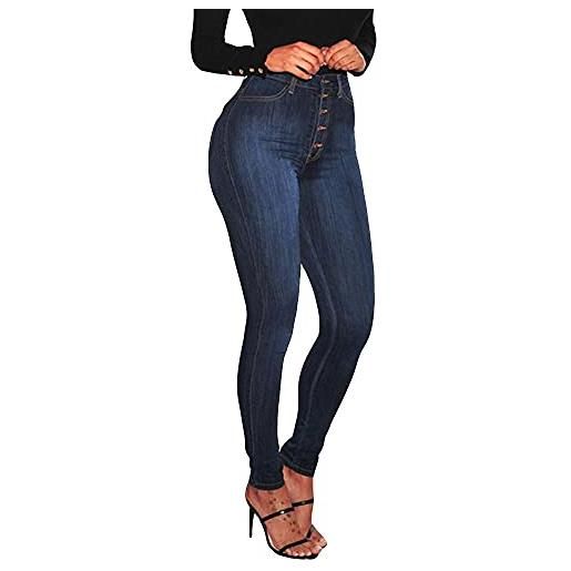 Sanahy donna vita alta skinny denim stretch slim lunghezza jeans pantaloni butt lifting lunghezza del vitello jeans colombiani sexy pantaloni regolari, nero , m