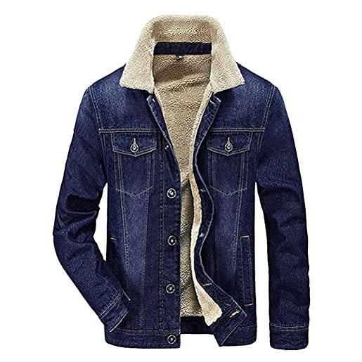 Minetom inverno parka retro caldo giacche jeans giacca da uomo outwear manica lunga jacket blu a xs