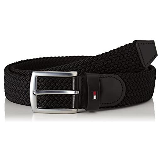Tommy Hilfiger cintura uomo denton 3.5 elastic cintura in tessuto, nero (black), 90