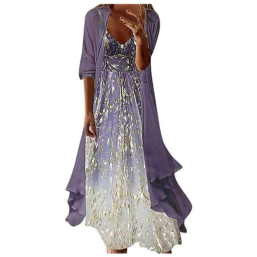 Cocila vestitini estivi donna corti vestiti donna estivi curvy vestito mare donna fiori abito estivo maniche corte vestito modellante lungo abbigliamento da spiaggia donna (purple, l)
