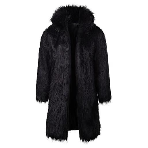 PANBOB cappotto uomo inverno caldo confortevole più velluto ispessimento uomo eco-pelliccia trench moda palcoscenico personalità hip-hop lungo uomo giacca