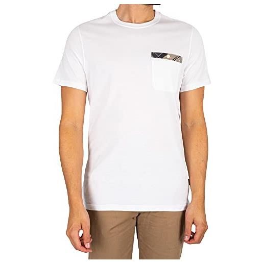 Barbour uomo t-shirt con tasca durness, bianca, m