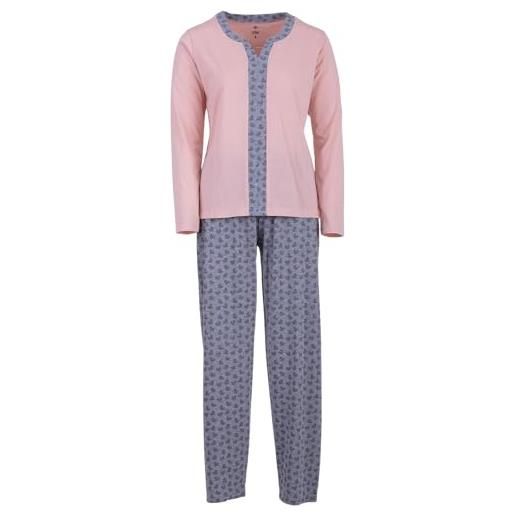 Zeitlos pigiama da donna a maniche lunghe, set da 2 pezzi, passamontagna a cuore, m-2xl, colore: rosa. , m