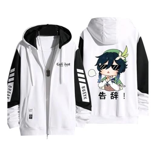 acsewater genshin impatto zip cappotto uomini donne casual hoodie anime gioco stampa zip hoodie street trend hip hop style felpa venti hoodie. . . 