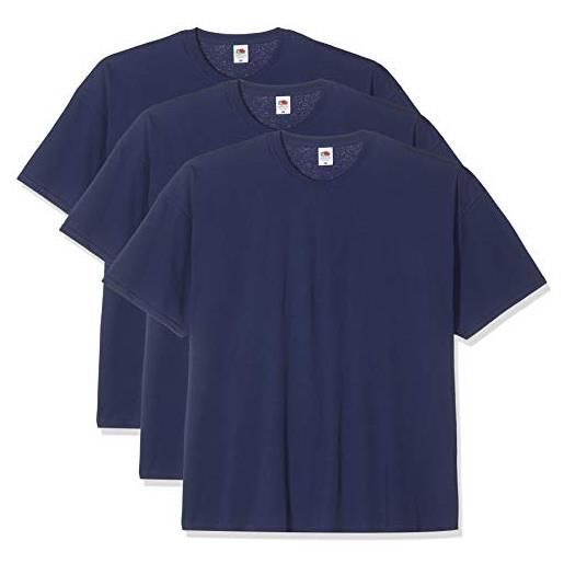 Fruit of the Loom valueweight tee, 3 pack t-shirt, blu (navy 32), xxx-large (pacco da 3) uomo