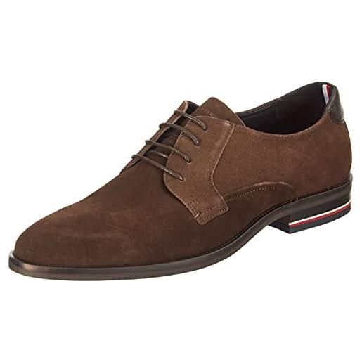 Tommy Hilfiger scarpa elegante uomo signature hilfiger suede shoe in pelle scamosciata, marrone (cocoa), 40 eu