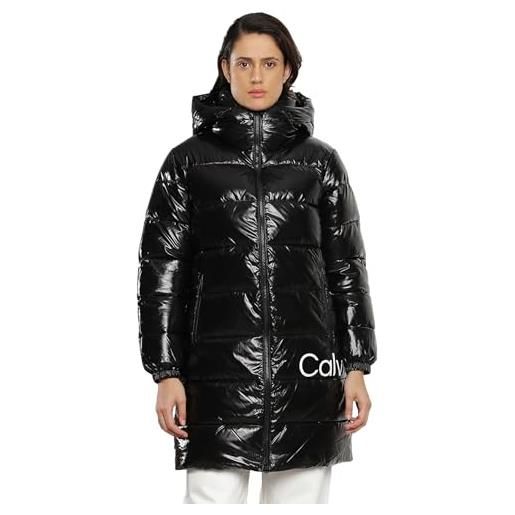 Calvin Klein Jeans shiny long fitted jacket j20j221902 cappotti imbottiti, nero (ck black), xxl donna