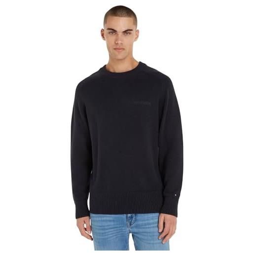 Tommy Hilfiger pullover uomo cotton c-neck pullover in maglia, verde (putting green), s