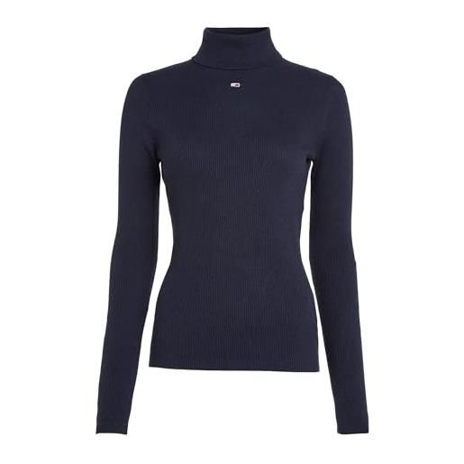 Tommy Hilfiger tommy jeans pullover donna essential collo alto, blu (twilight navy), m