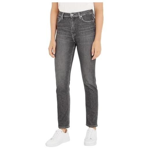 Tommy Hilfiger jeans donna slim cigarette elasticizzati, grigio (romy), 27w / 32l