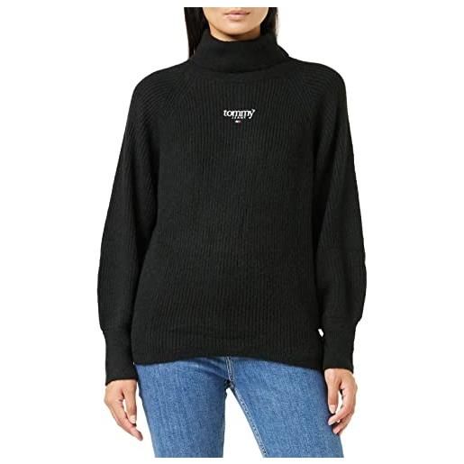 Tommy Jeans tjw rlxd lofty turtle sweater dw0dw14257 maglioni, nero (black), s donna