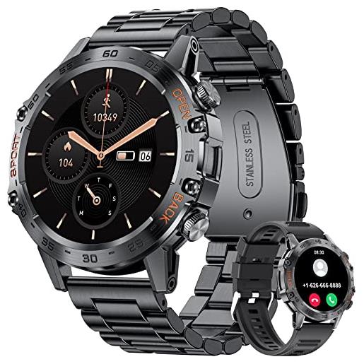 LIGE smartwatch uomo chiamate bluetooth, 1,43 hd amoled schermo tattile orologio smart watch, impermeabil ip68 smart watch con 100+ modalità sportive, contapassi sonno cardiofrequenzimetro per android ios