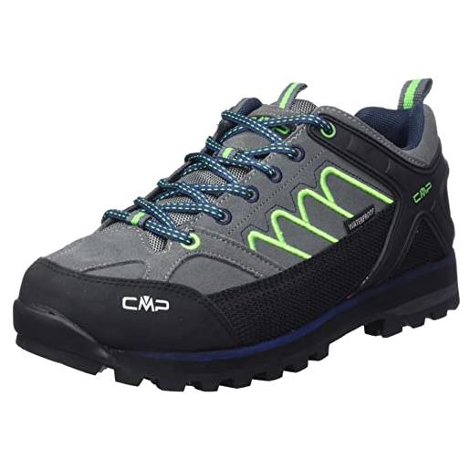 CMP uomo moon low trekking shoe wp scarpe da camminata, grigio grey verde fluo, 44 eu