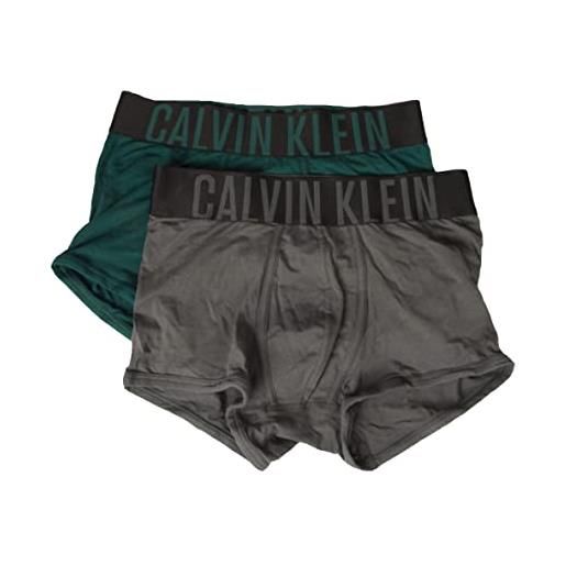 Calvin Klein boxer uomo ck confezione 2 boxer in cotone elastico a vista articolo nb2602o 2pk low rise trunk, 4st gray pinstripe/maya blue, l