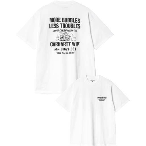 Carhartt - t-shirt in cotone - s/s less troubles t-shirt white / black per uomo - taglia s, m, l, xl - bianco