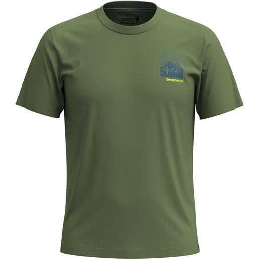 Smartwool - t-shirt da trekking in lana merino - forest finds graphic short sleeve tee slim fit fern green per uomo in cotone - taglia s, m, l - kaki