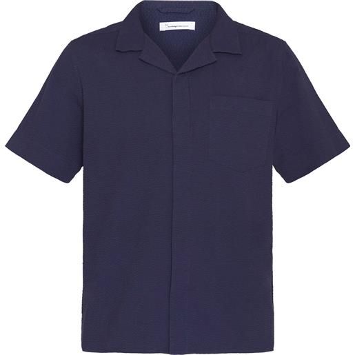 Knowledge Cotton Apparel - camicia a maniche corte in cotone organico - box short sleeve seersucker shirt night sky per uomo in cotone - taglia s, m, l, xl - blu navy