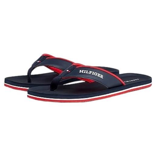 Tommy Hilfiger flip flops uomo comfort beach sandal infradito, nero (black), 41