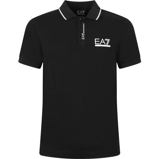 EA7 polo nera con mini logo per uomo