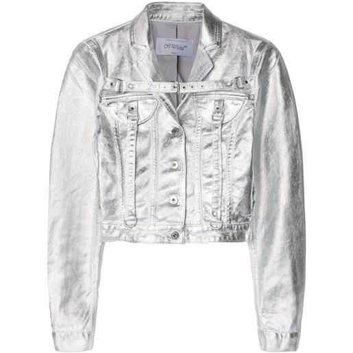 Off-White giacca crop metallizzata - argento