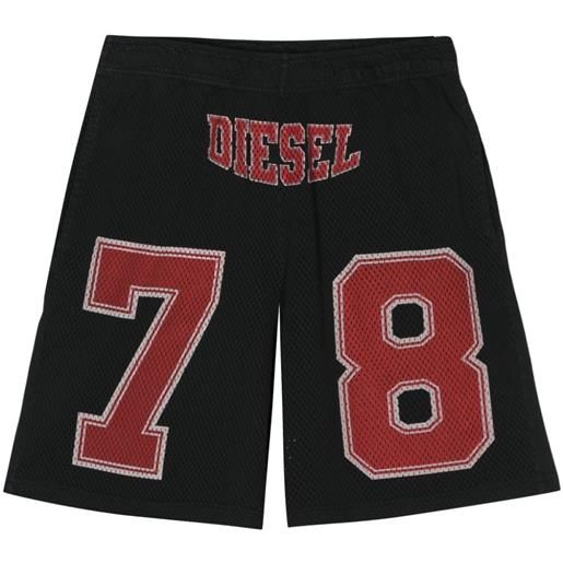 Diesel shorts sportivi p-tain con stampa - nero