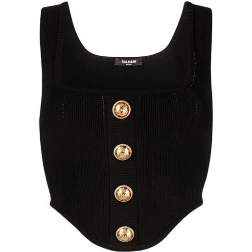 Balmain corset-style knitted top - nero