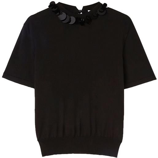 Jil Sander t-shirt con paillettes - nero