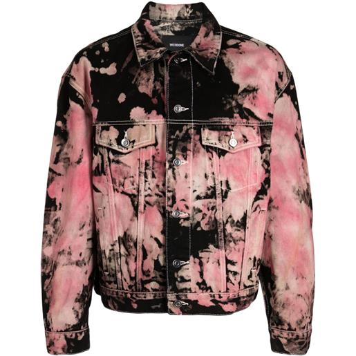 We11done giacca denim con fantasia tie dye - rosa