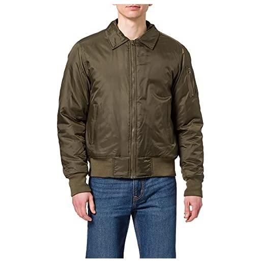 Build Your Brand giacca collar bomber jacket, verde oliva scuro, xl uomo