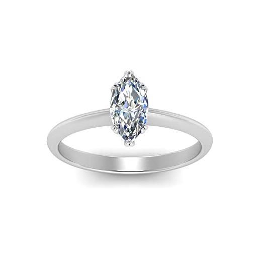CaratYogi anello solitario con diamante affusolato argento sterling creato zirconia cubica taglio a marquise forma anelli di fidanzamento solitario impostazione del dente taglia 60