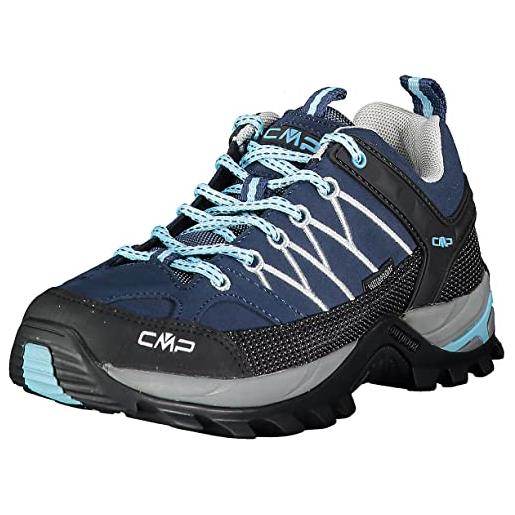 CMP rigel low wmn trekking shoes wp, scarpe da trekking donna, b. Blue-giada-peach, 38 eu