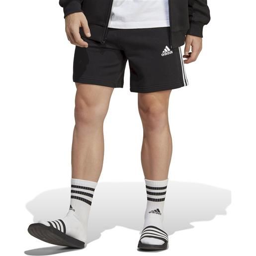 Pantaloncini shorts uomo adidas essentials french terry 3-stripes nero bianco ic9435