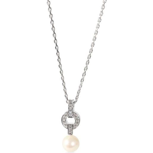 Cartier - collana himalia in oro bianco 18kt con perle e diamanti pre-owned - donna - diamanti/oro bianco 18kt/perle - taglia unica - argento