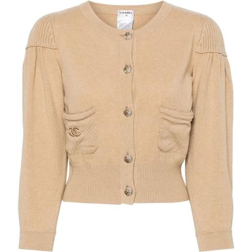CHANEL Pre-Owned - cardigan cc 2009 - donna - cashmere - 34 - marrone