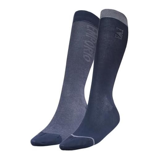 Emporio Armani man socks set 2 calze lunghe 302301 3f283, antracite rig. -mari 13849, taglia unica