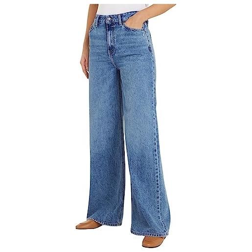 Tommy Hilfiger jeans donna wide leg vita alta, blu (joey), 34w / 30l