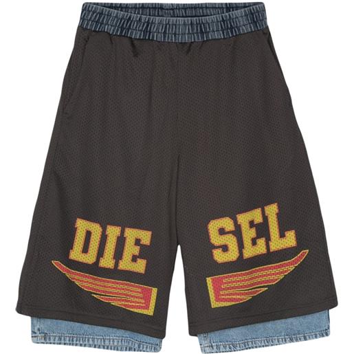 Diesel shorts p-ecky a gamba ampia - grigio