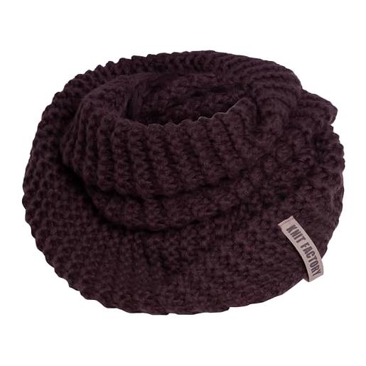 Knit factory - sciarpa alex loop - sciarpa tubolare - sciarpa invernale - sciarpa rotonda - sciarpa da uomo - sciarpa di lana - motivo a costine - per uomo e donna, melanzana, taglia unica