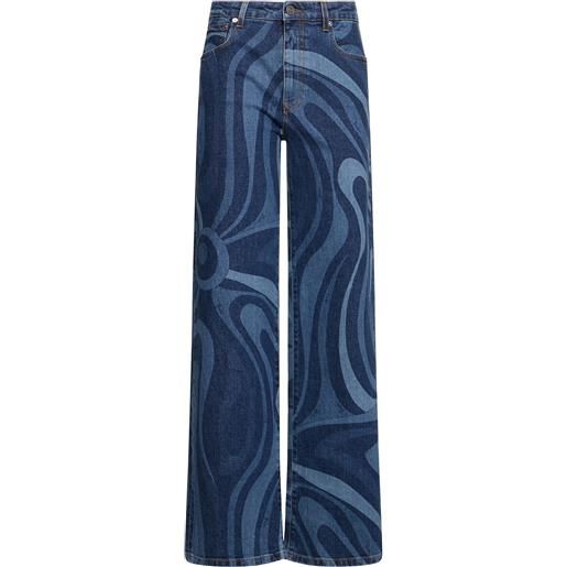 PUCCI jeans larghi vita media in denim stampato