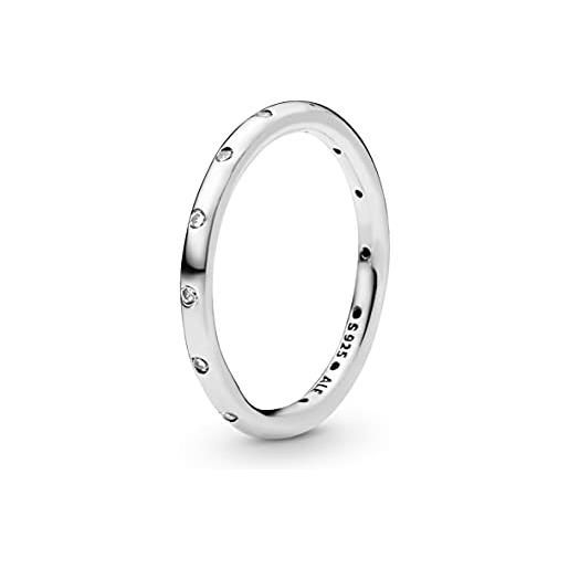 PANDORA anello da donna, motivo a gocce, in argento 925 con zirconi bianchi - 190945cz, argento, 10, cod. 190945cz-50