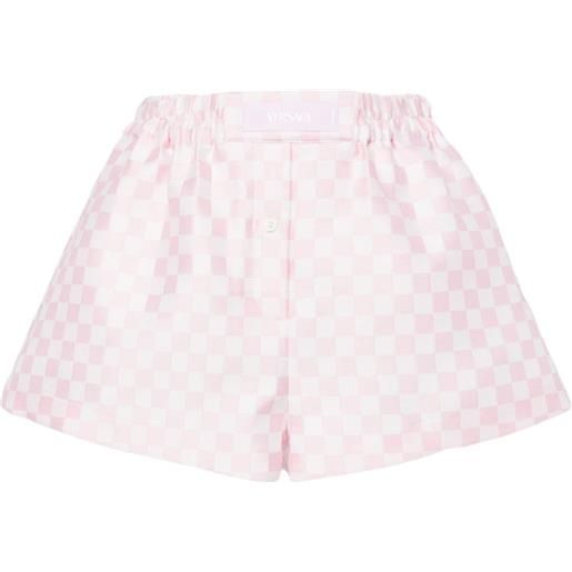 Versace checked logo-appliqué shorts - rosa