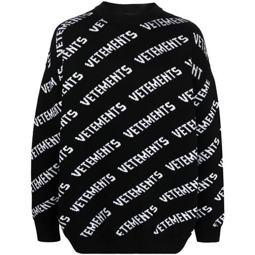 VETEMENTS maglione con stampa - nero