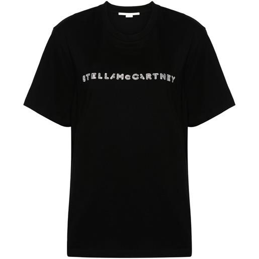 Stella McCartney t-shirt con logo di cristalli - nero