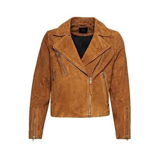 Superdry studios suede biker jacket giacca, tabacco marrone, 48 donna