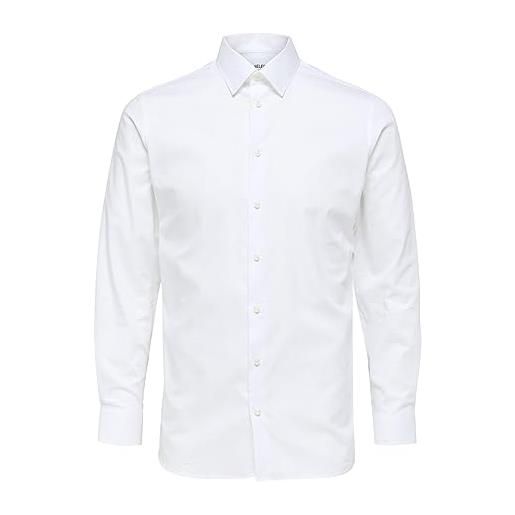 SELECTED HOMME BLACK slhslimethan shirt ls classic b noos camicia, bianco, s uomo