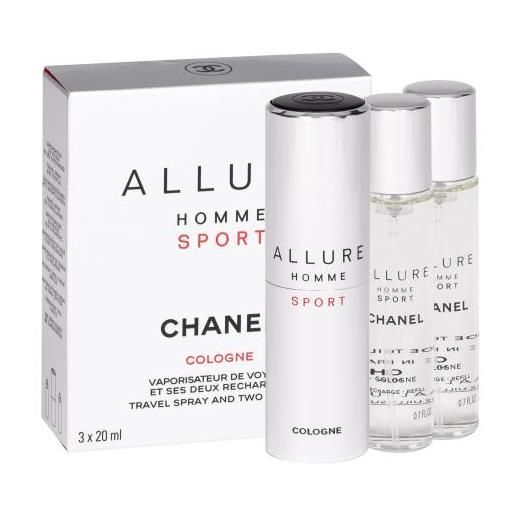 Chanel allure homme sport cologne 3x20 ml acqua di colonia twist and spray per uomo